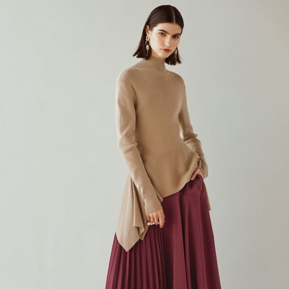 Adeam Pine knit asymmetric turtleneck top M New